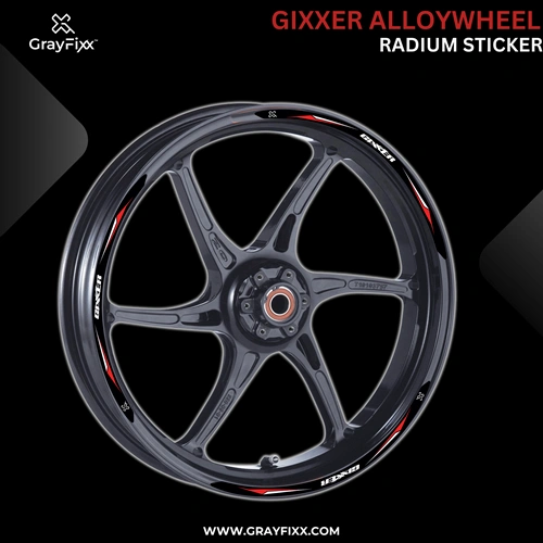 Alloy Wheel Radium Sticker for Gixxer | Made in Premium Radium with FPF (Fade Protection Film), Waterproof, Precut Sticker, Pack Of 12